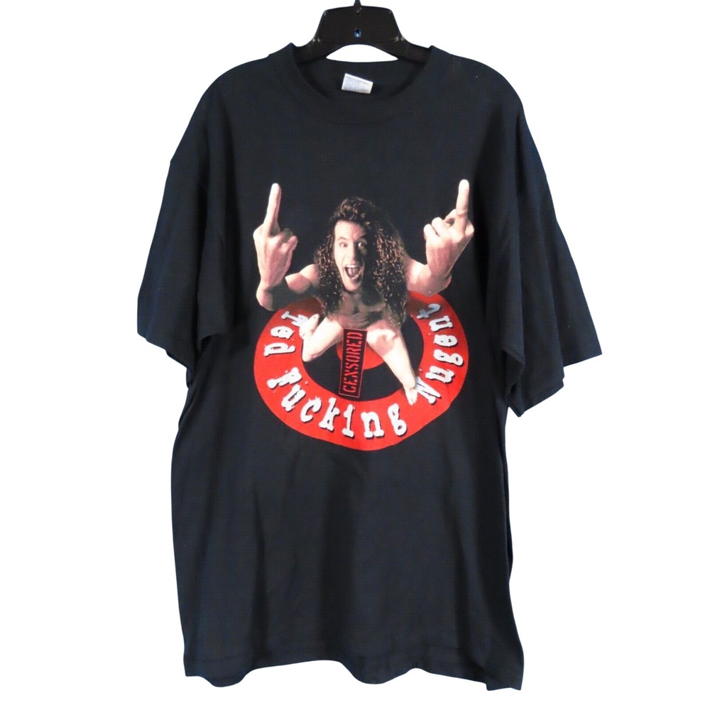 VTG 90s TED NUGENT T-SHIRT Single Stitch CENSORED NUDE F&CK YOU American TOUR XL